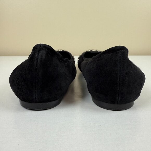 EUC Stuart Weitzman Black Suede Ballet Flats Studded - Picture 4 of 10